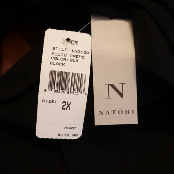 (NWT) Natori Solid Crepe Dress Black Kimono Midi Dress 2X - Picture 11 of 16